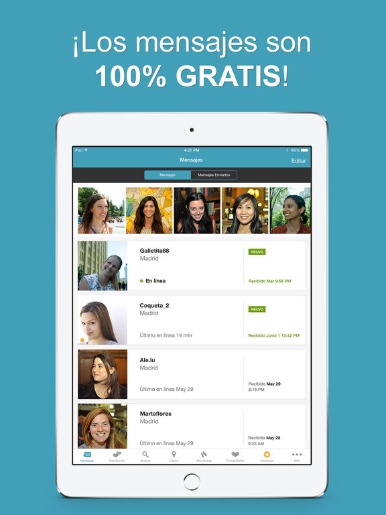 Aplicación móvil POF descargada en una tablet 