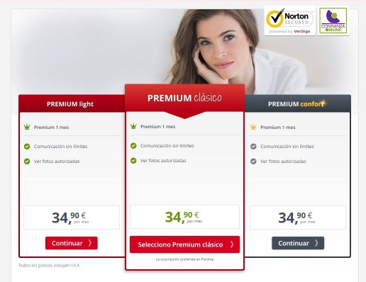 Cuadro de precios de suscripción de pago