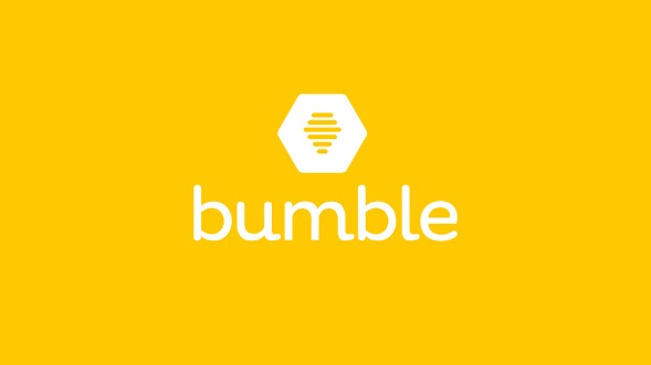 Logo de Bumble con fondo amarillo. 