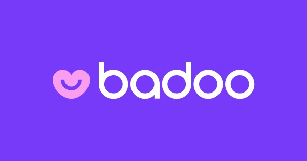 Badoo opiniones Logo en fondo azul.